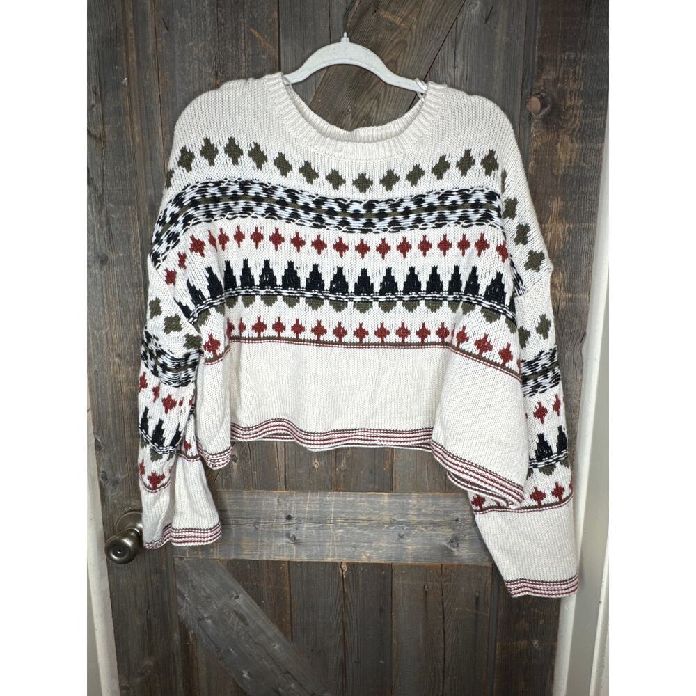 Sadie & Sage Anthropologie Oversized Cropped Sweater Women’s Large Cream